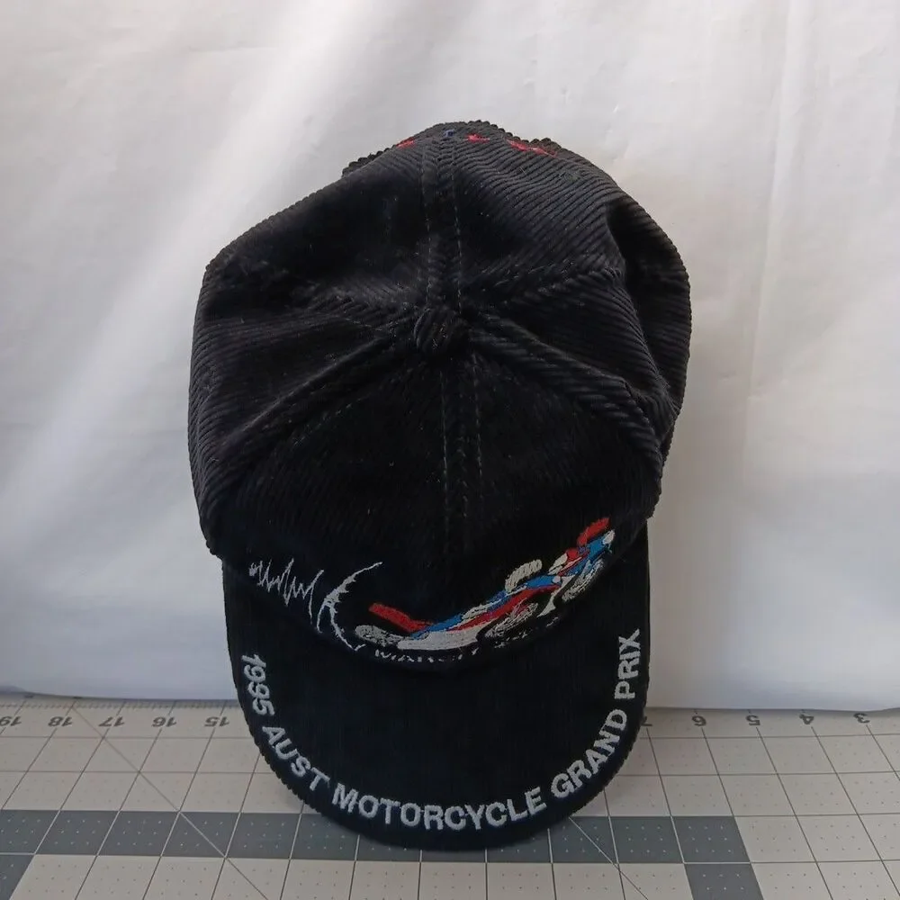 1995 Australian Motorcycle Grand Prix Cap Black Corduroy 6 Panel Snap Back